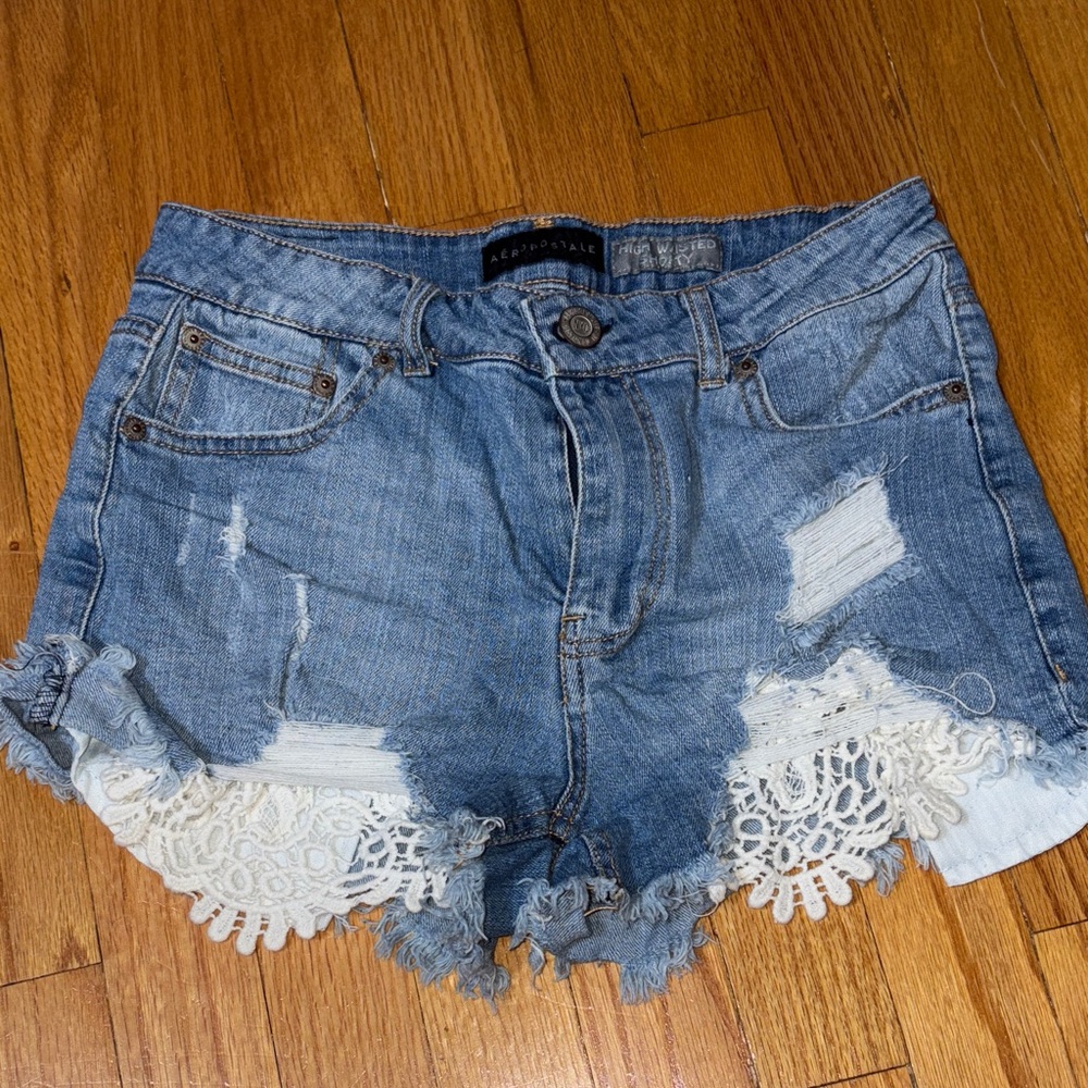 Aeropostale Blue Jean Shorts with Lace